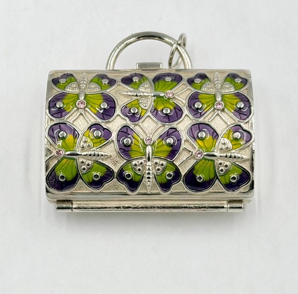 Judith Leiber Neiman Marcus Enameled Butterfly Mini Purse Trinket or Pill box.